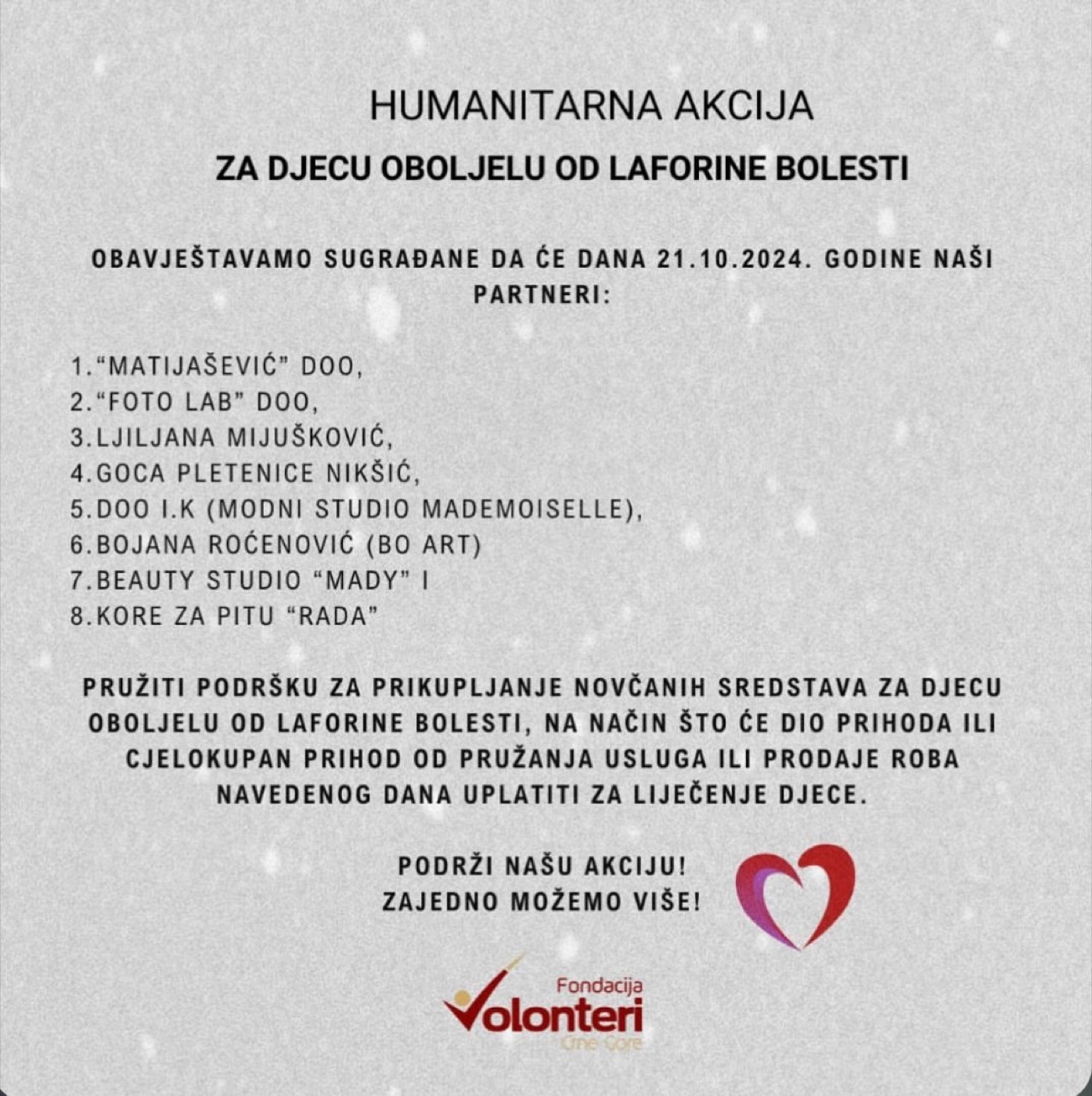 Humanitarna akcija za djecu oboljelu od Laforine bolesti